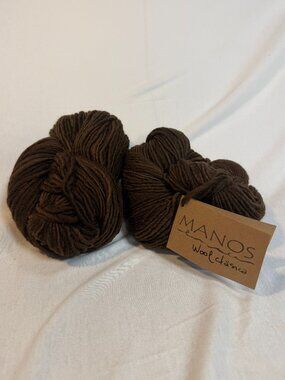 Manos del Uruguay Wool Clasica Yarn Lot 2 Skeins Brown Handspun Pure Wool